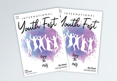 Watercolor youth Fest Flyer design illustration poster poster design typography vector watercolor watercolor art watercolor illustration watercolour