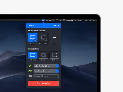 re:cam - mac app record user research sessions audio dark mode mac mac app record user research user testing video