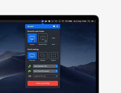 re:cam - mac app record user research sessions audio dark mode mac mac app record user research user testing video