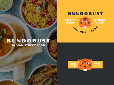 Bundobust badge branding design flat flat design icon illustration lockup logo restaurant tiger typography vector