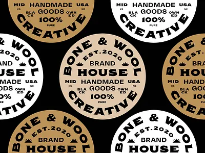 Bone & Wool Badge brand identity branding design illustration midwest type