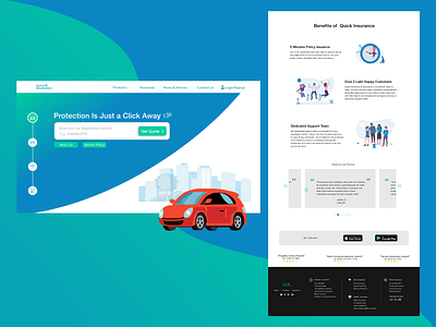 Quick Insurance Design adobe xd affinity designer branding design flat illustration india insurance insurance company landing page landing page design ui uxdesign webdesign