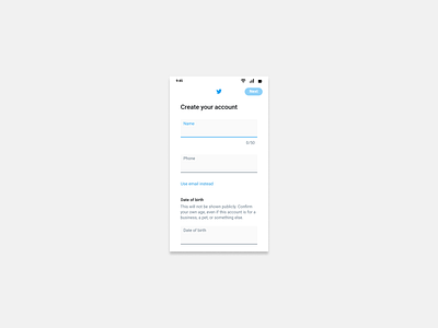 Twitter sign up page app signup page twitter ui design