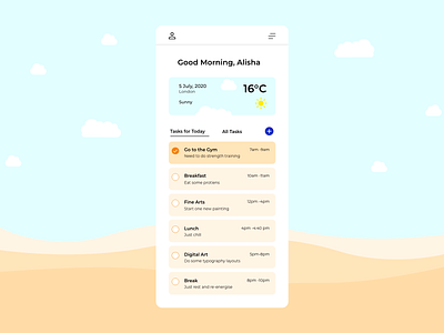 Daily UI 21 : Personal Dashboard checklist dailyui dailyuichallenge mobile app reminder app to do list ui ux