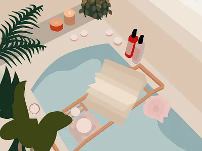 Spa Treatment bathroom bathtub figma graphic design graphic illustration illustration illustration art interior interior decor interior design relaxing