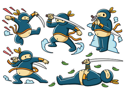Cute Fat Ninja 😁 art background cartoon character concept cute design emoji fat hand drawn happy illustration love mascot mascot design ninja pose shuriken sword