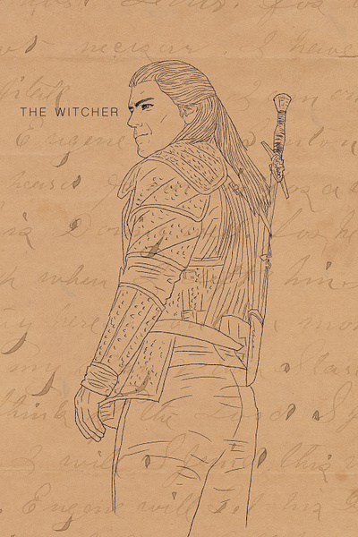 The Witcher Ink Drawing game character henry cavill illustration ink drawing the witcher