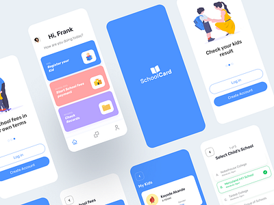 SchoolCard App app branding design education app flat icon illustration logo school ui uidesign uiux ux uxdesign