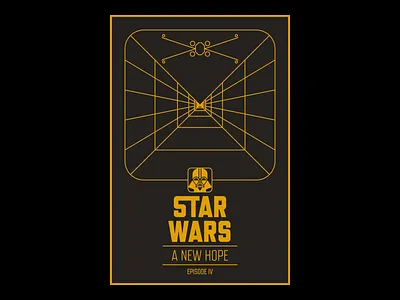 Star Wars: Episode IV - A New Hope darth vader death star design disney fan art geometric graphic design illustration illustrator line work lucasfilm luke skywalker poster poster design posters star wars typography vader x wing