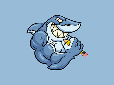Sharkastist Logo Shark Artist Mascot Logo art artist design illustration logo mascot shark sketch ux vector