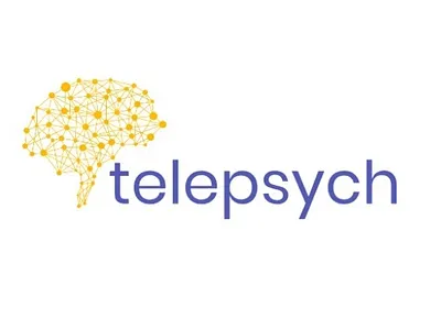 Telepsych Virtual Health Logo blue logo mental health mentalhealth psychology telehealth yellow