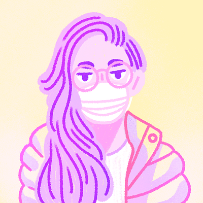 @PeopleWhoWantToPetMyDogButAren'tWearingAMask >:( character corona covid designer drawing girl gradient illo illustration mask person pink procreate texture wear a mask woman