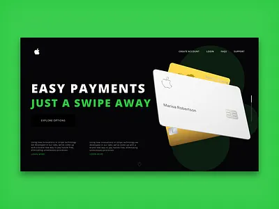 Apple Pay Landing page Header design africa apple black clean dark ui design finance freelance green header invision new nigeria popular studio trending ui ui ui design web