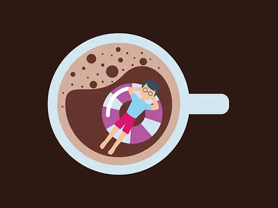 Coffe Holiday art chocolate coffee colorfull design flat graphic holiday illustration imagination pool relax simple swimming vector