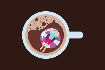 Coffe Holiday art chocolate coffee colorfull design flat graphic holiday illustration imagination pool relax simple swimming vector