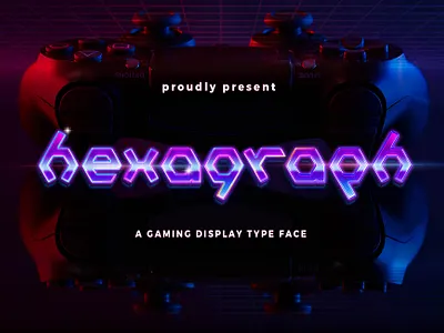 Hexagraph Font Family comb console esport flare font font design futuristic game gaming geometry hexagon hexagonal honeycomb light sci fi shape sky space typeface typography