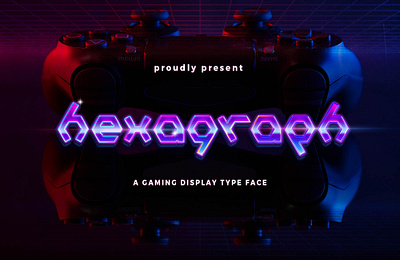 Hexagraph Font Family comb console esport flare font font design futuristic game gaming geometry hexagon hexagonal honeycomb light sci fi shape sky space typeface typography