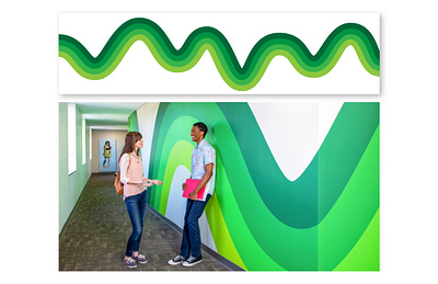 Ruskin Hall Green Wave colorful design flat illustrator interior design interiordesign interiors mural mural design muralart portfolio scad vector vinyl
