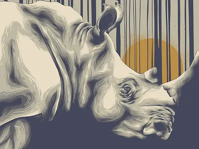 RHINO animal animal art design gold golden grey illustration movie poster poster art poster design posters rhino rhinoceros sun vector yellow