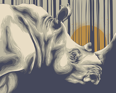 RHINO animal animal art design gold golden grey illustration movie poster poster art poster design posters rhino rhinoceros sun vector yellow