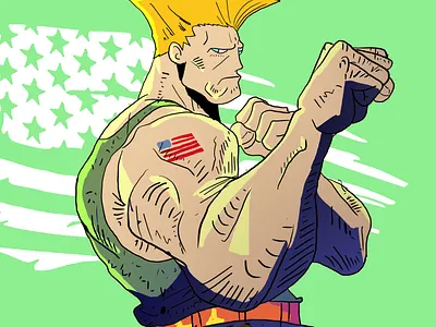 Guile american animation design flat guile illustration martial arts muslim pakistan pakistani soldier street fighter streetfighter vector video game videogame