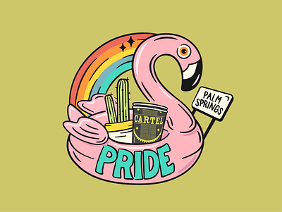 Pride Sticker Design For Cartel Coffee In Palm Springs freelance designer freelance illustrator illustration marketing design palm springs design pride design sticker design