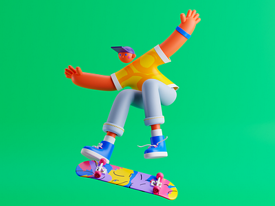 Airtime! 3d art 3dillustration character illustration skateboard skateboarding