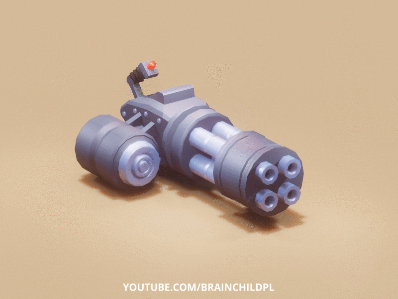 YT Video - Low Poly Minigun - Stylised 3d Model In blender 2.8 3d 3d art 3d artist 3d artwork 3d low poly brainchildpl gun low poly lowpoly lowpoly3d lowpolyart machinegun minigun process rafał urbański stylised tutorial video weapon youtube