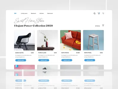 Sweet Home Store aftereffects app branding card cards ui design figma furniture furniture store icon navbar navigation slider store typography ui unsplash ux vector web