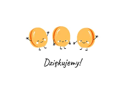 Thank you card with orange macaroons bakery character design illustration macaroons sweets vector