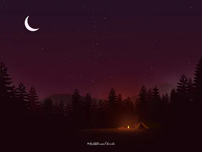 Night Camp design earth illustration vector
