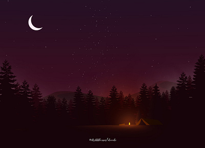 Night Camp design earth illustration vector