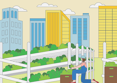 Rooftop farmers design illustration vector