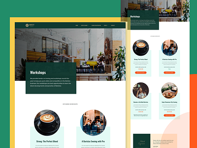 Barista Workshop clean coffee colorful events frontend landing modern simple simple design ui ux website wordpress workshop