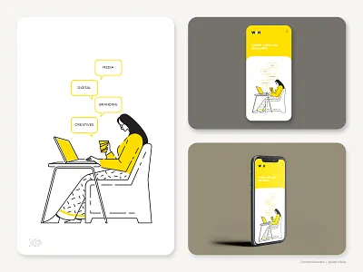 WFH Concept illustration app design branding designer dribble shot illustration trendy design uidesign uiuxdesign vector webdesign wfh workfromhome