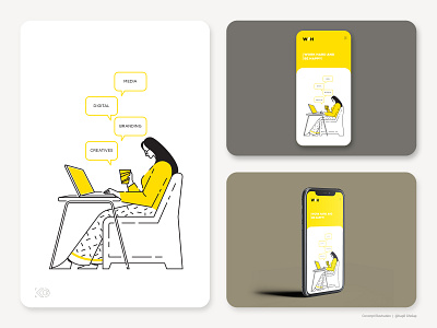 WFH Concept illustration app design branding designer dribble shot illustration trendy design uidesign uiuxdesign vector webdesign wfh workfromhome