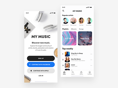 My Music - Music Player App 🎵 🤘 app app design apple music clean mobile mobile app modern music music app music player player playlist simplicity spotify tidal ui ui design uidesign user interface ux