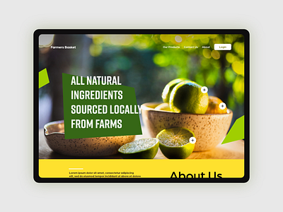 Farmers Basket Homepage basket clean creative design eat ecommerce farm food fresh healthy hero image lemon local market organic specindia ui ux vegan website