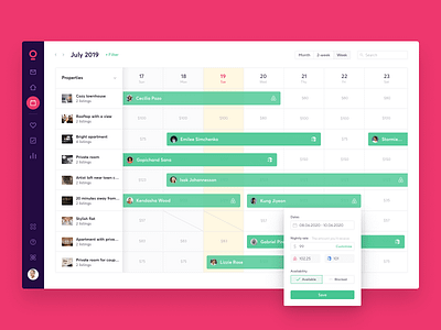 Calendar app availability calendar calendar ui layout pricing reservation smartbnb timeline
