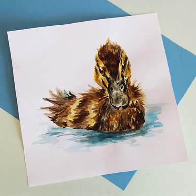 Duckling Illustration branding craft creativity duck logo duckling feather floating gouache graphicdesign illustration nature paper photography swimming water watercolor watercolour painting wild animal wildlife