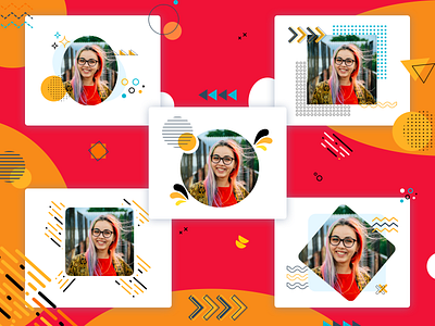 Memphis Profile Cards design ui vector