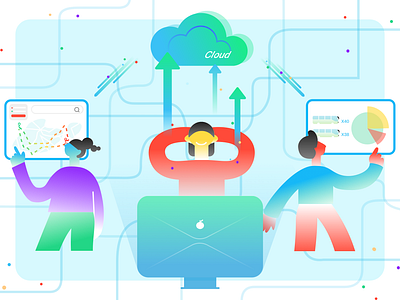 Saas of planning route app brand branding bus cloud computer illustration planning route saas design ui vector work