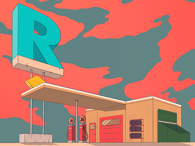 R 2d 36daysoftype 36daysoftype07 design gas station illustration texture type