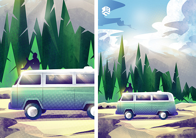 The Van in mountains design digital 2d digitalart digitalartist drawing illustration vector vector art vector artwork vector artworks