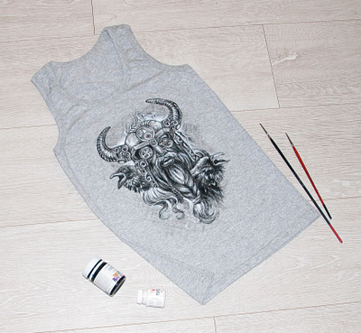 hand painted t shirts, viking and crows apparel branding drawing fashion hand painted handmade paint painting style wear