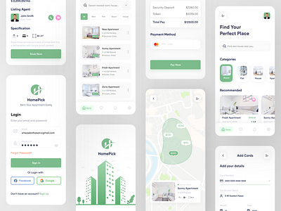 HomePick - Rent Apartment apartment apartment design apartments apartments for sale app app design application booking app booking.com colorful dribbble best shot mobile mobile app popular properties property real estate ui ux