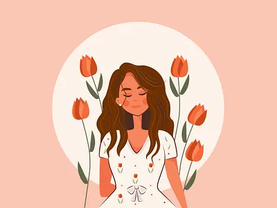 Her Vibe Is Pretty 2d 2d art art artwork beautiful character color colors design flat floral flower girl good vibes illustration illustrations illustrator shine vector vibe