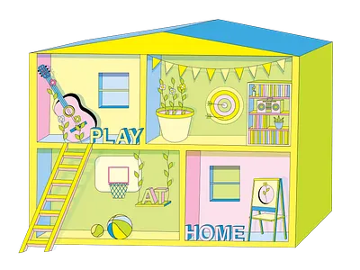 Play at Home 2020 basketball cottonbureau guitar illustration illustrator play playathome quarantine shirtdesign stayathome