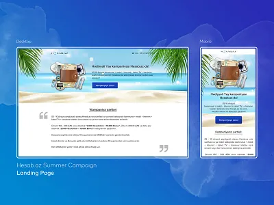 Hesab.az Summer Campaign Landing Page app application campaign dashboard design desktop fintech illustration landing landing page mobile modern page payment summer ui ux view web website