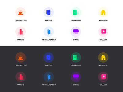 icons colorful dark mode design icon set light mode logo new house ranking renting store transaction ue ui video vr